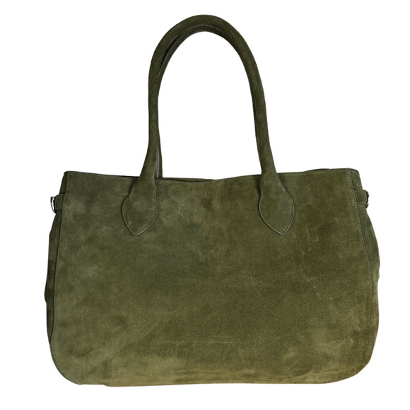 NEW Reformation Oversized Patrizia $598 Green Leccio Suede Tote Travel Bag - Picture 1 of 15
